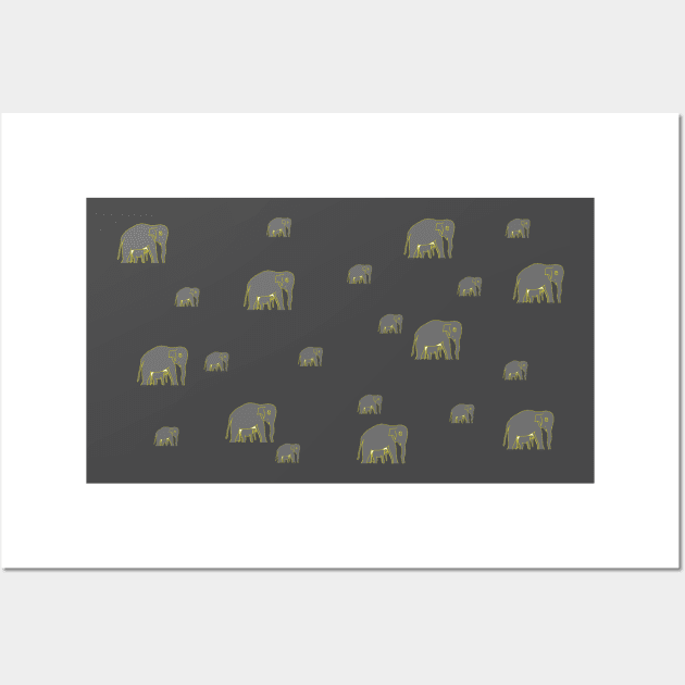 Elephant's Team - Protect the weaker ones ! Wall Art by drawkwardly